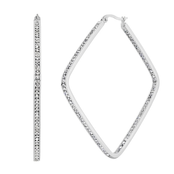 New Diamonique Square Inside Out Cubic Zirconia Earrings - Picture 1 of 4